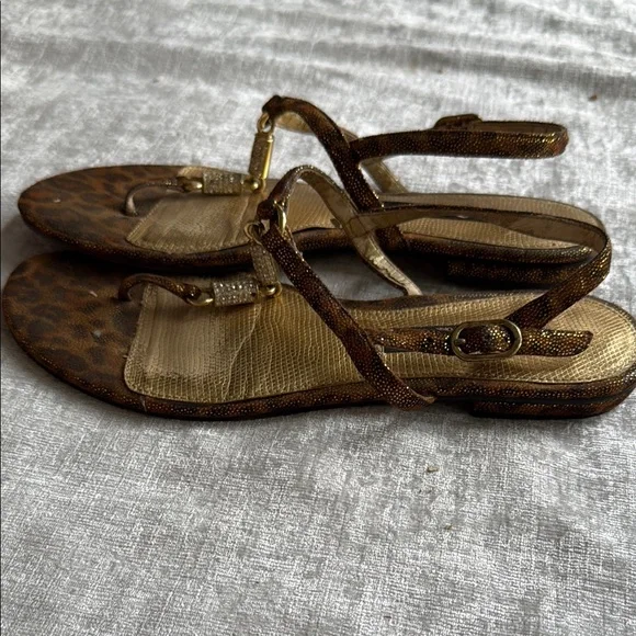 Nina New York Brown and Gold Sandals with Beaded Straps - Picture 4 of 6